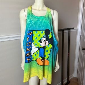 90s Mickey Mouse long Tank top shirt OS tie dye